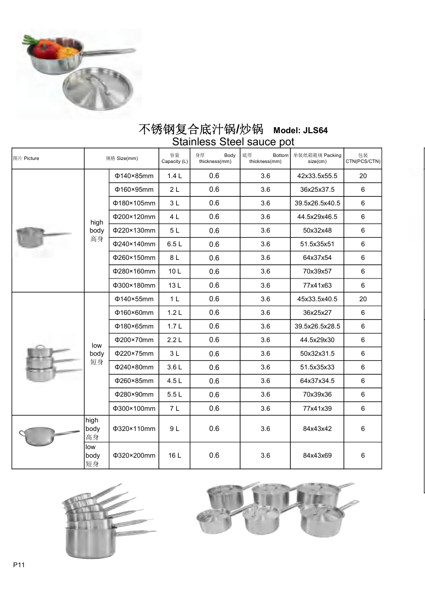 JLS64 Stainless Steel Sauce Pot